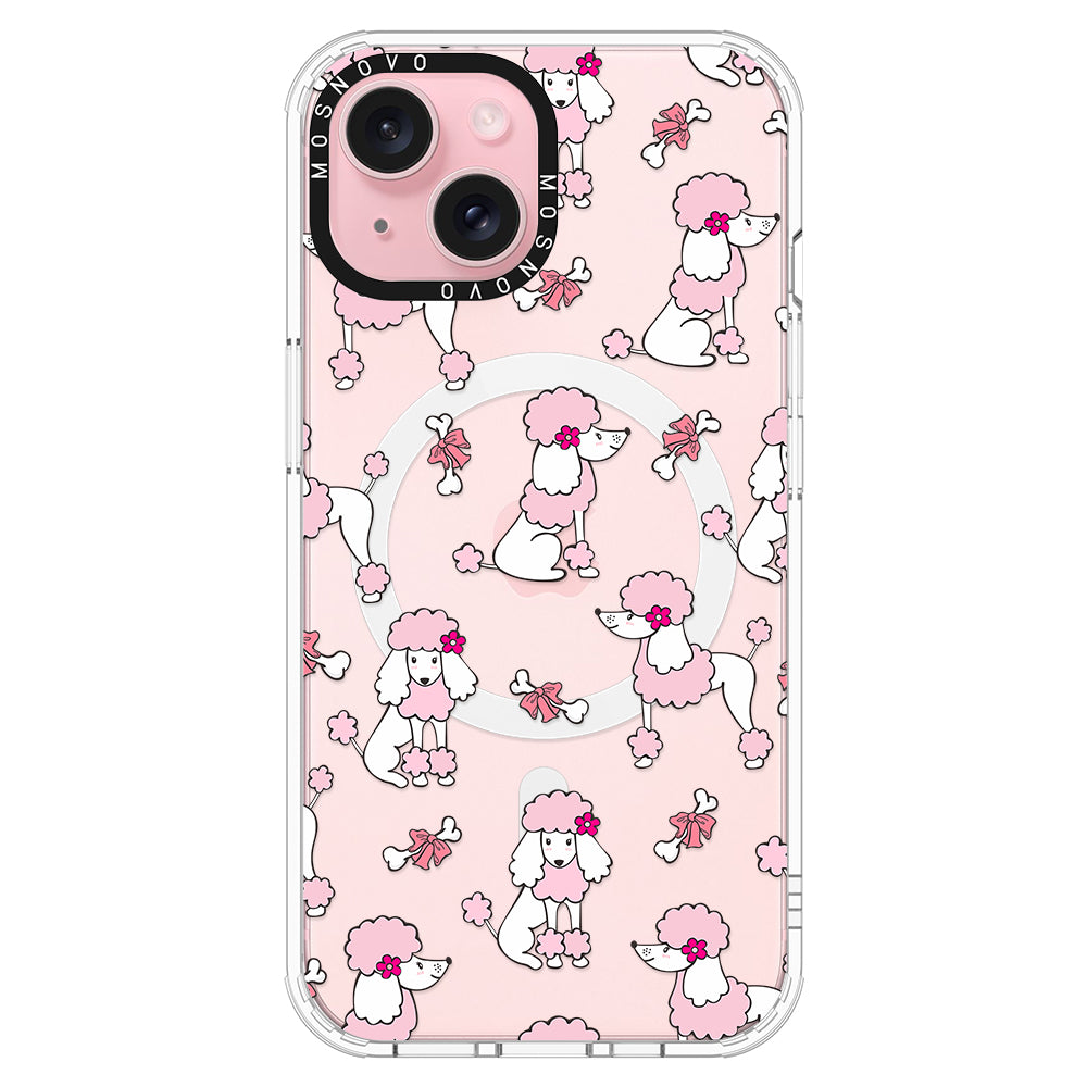 Pink Poodle Phone Case - iPhone 15 Case Clear With Magsafe