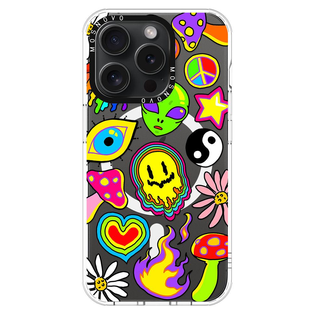 Hippie Rainbow Face Love Phone Case - iPhone 15 Pro Case - MOSNOVO