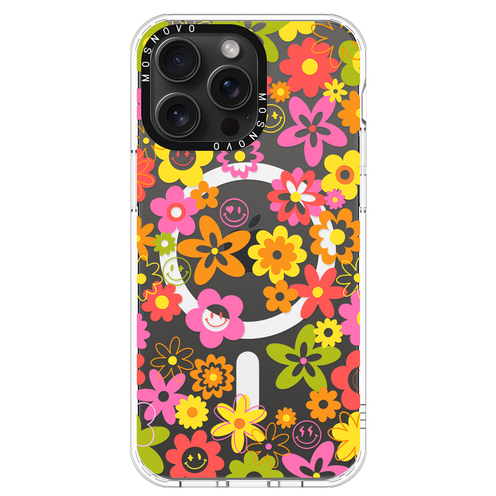 70's Groovy Floral Phone Case - iPhone 15 Pro Max Case - MOSNOVO