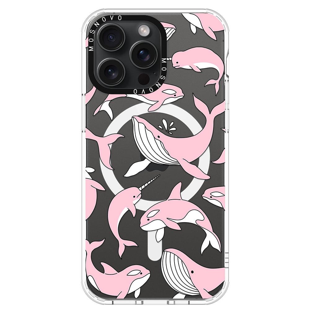 Pink Whales Phone Case - iPhone 15 Pro Max Case - MOSNOVO