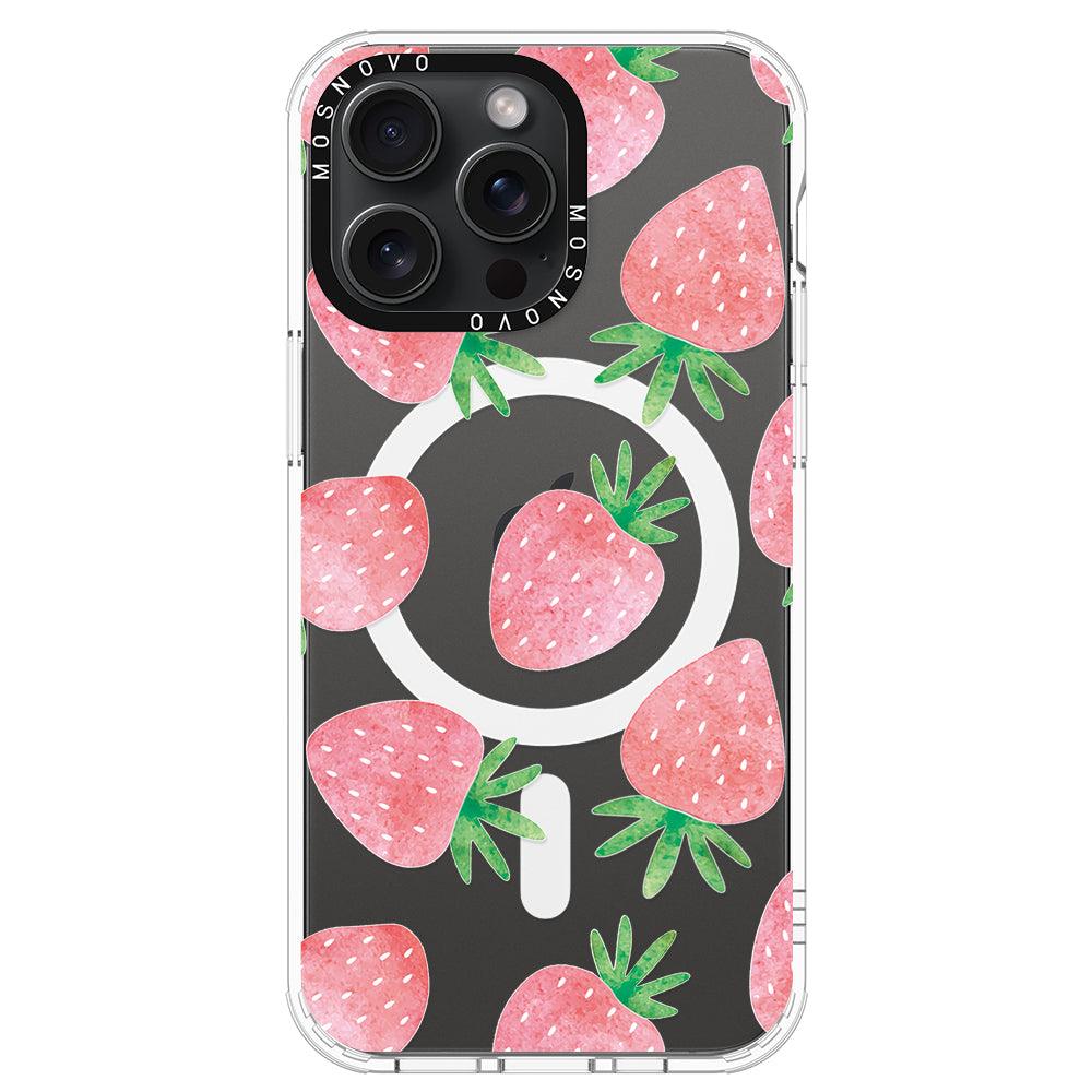 Pastel Strawberry Phone Case - iPhone 15 Pro Max Case - MOSNOVO