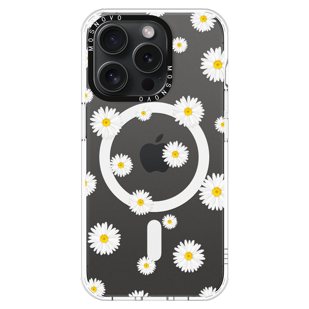 White Daisy Phone Case - iPhone 15 Pro Case - MOSNOVO