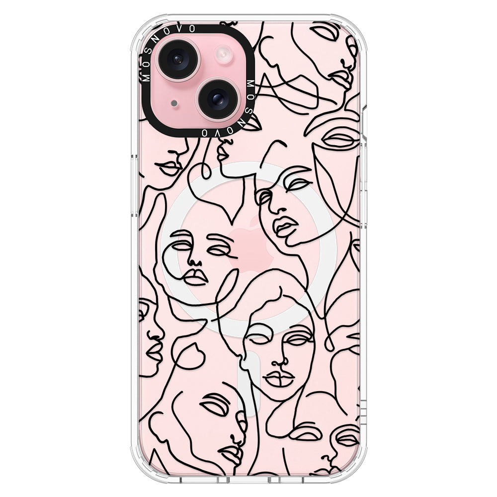 Abstract Face Line Art Phone Case - iPhone 15 Case - MOSNOVO