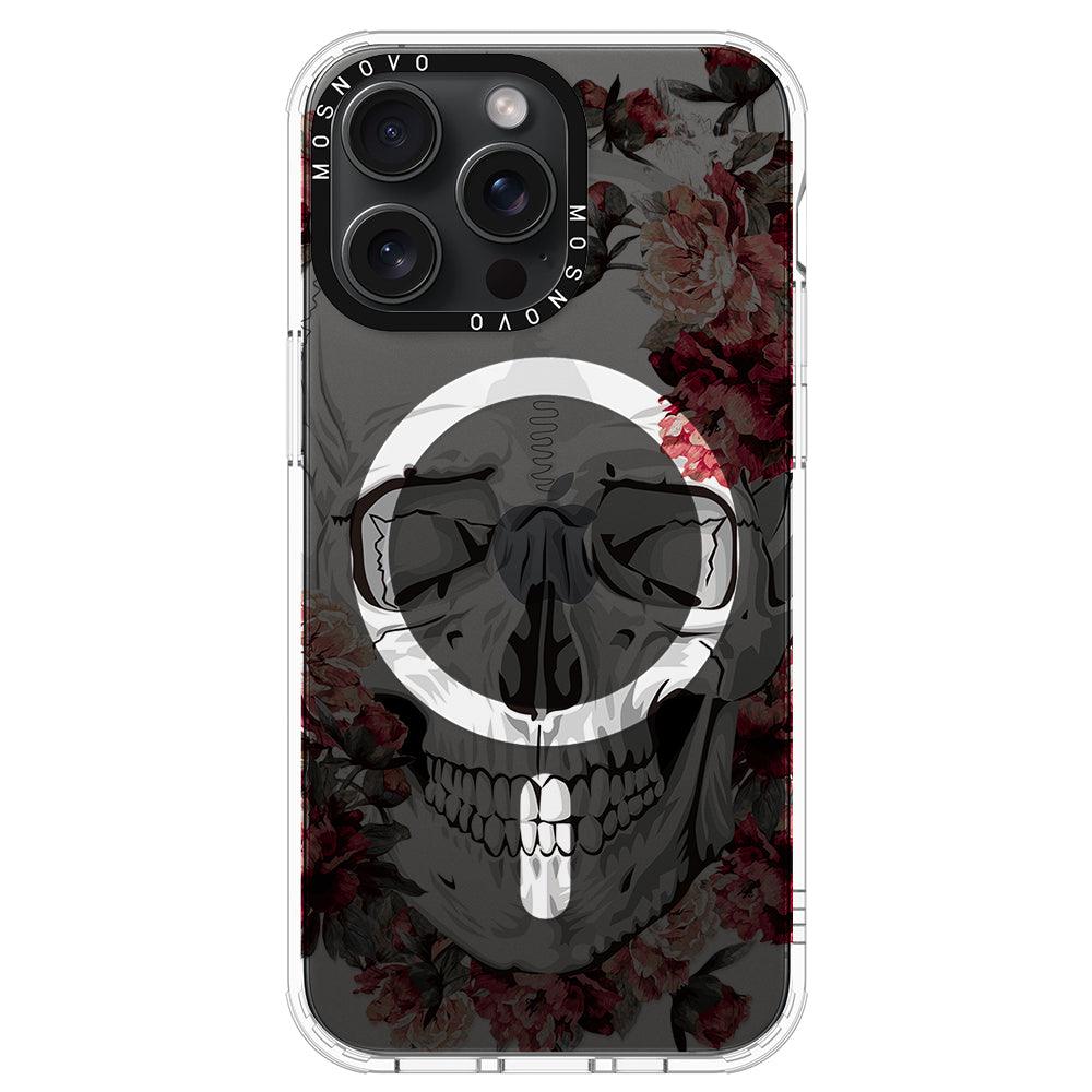 Red Flower Skull Phone Case - iPhone 15 Pro Max Case - MOSNOVO