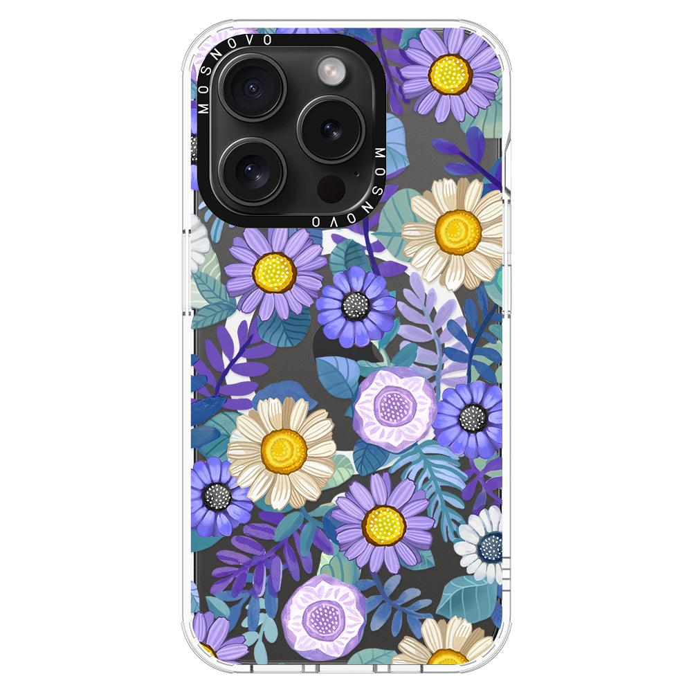 Purple Floral Phone Case - iPhone 15 Pro Case - MOSNOVO