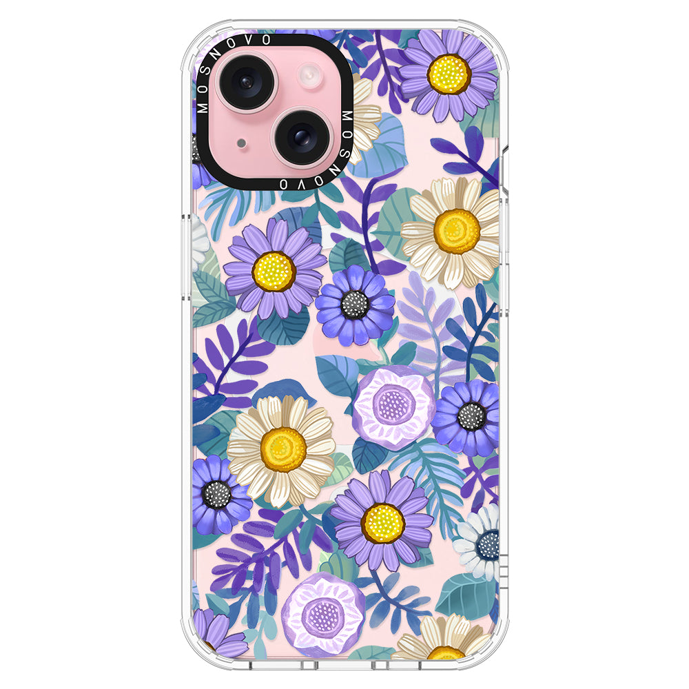 Purple Floral Phone Case - iPhone 15 Case - MOSNOVO