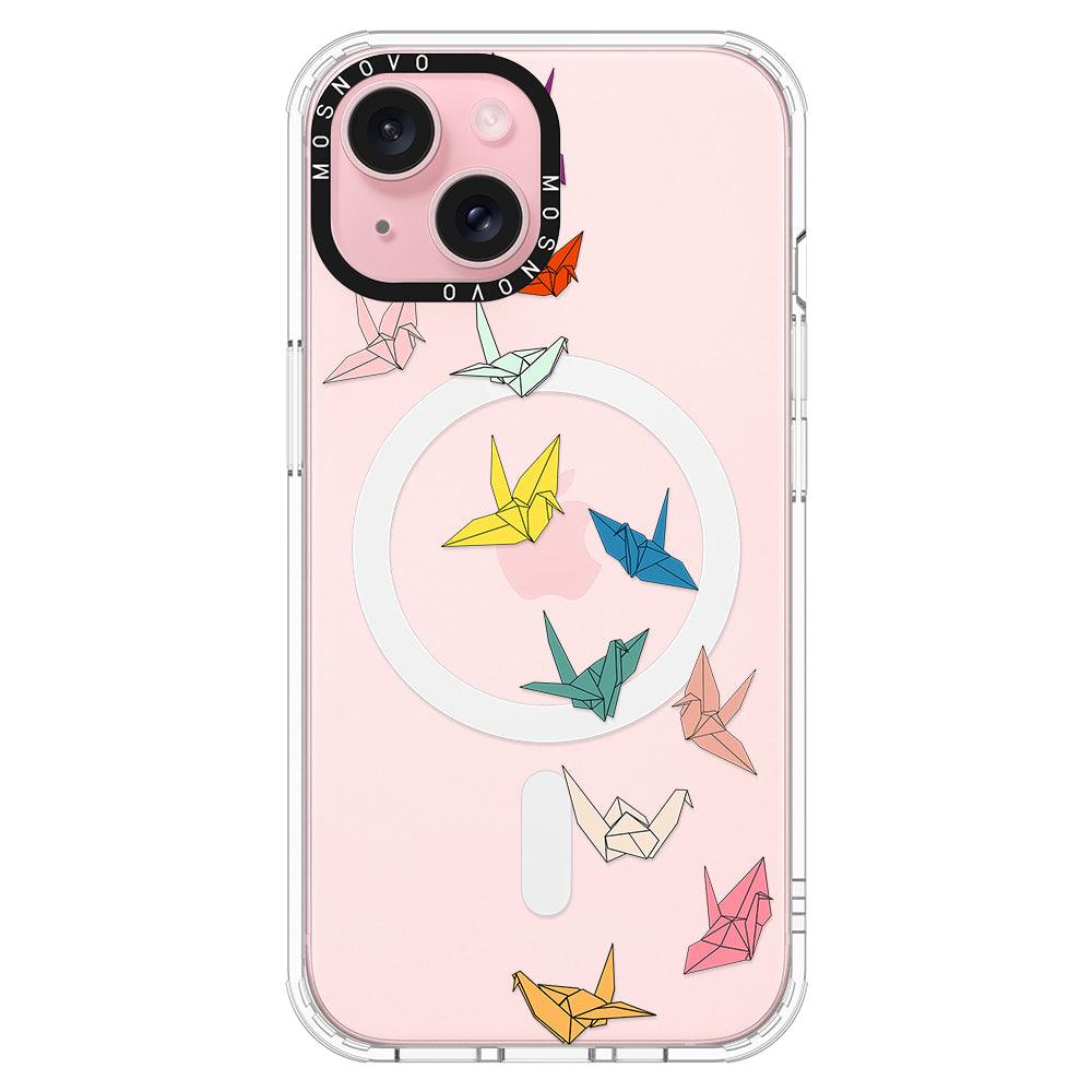 Paper Crane Phone Case - iPhone 15 Case Clear With Magsafe