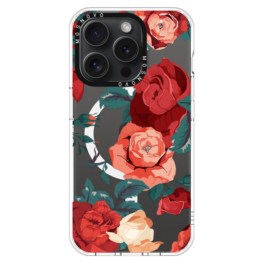 Vintage Red Rose Phone Case - iPhone 15 Pro Case - MOSNOVO