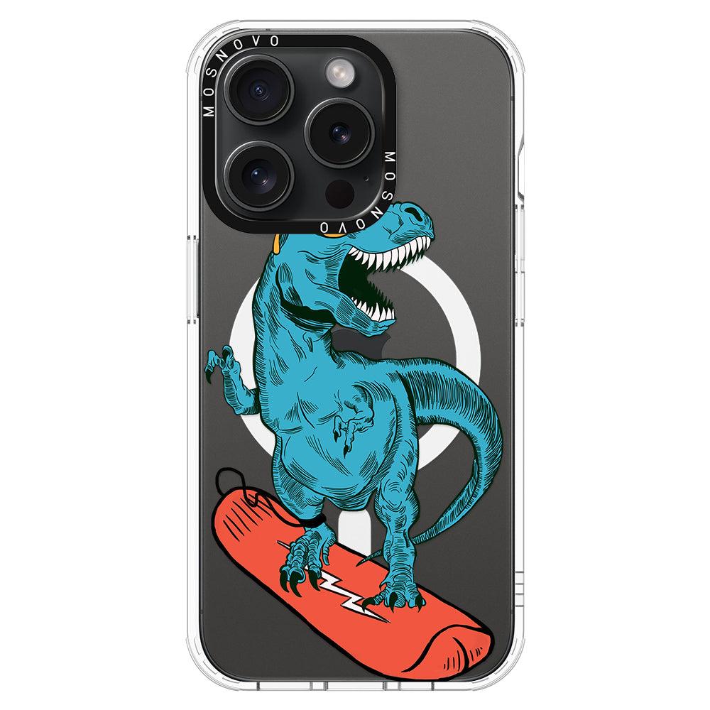 Surfing Dinosaur Phone Case - iPhone 15 Pro Case - MOSNOVO