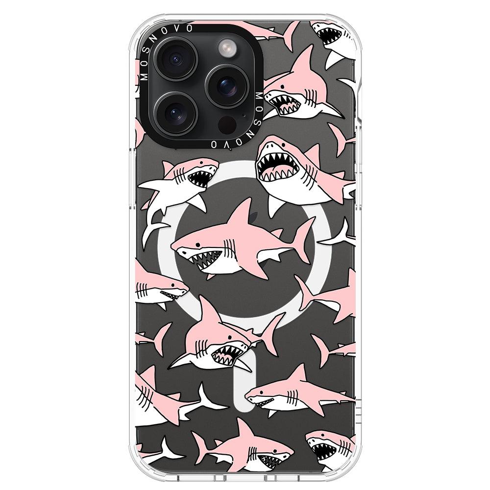 Pink Shark Phone Case - iPhone 15 Pro Max Case - MOSNOVO