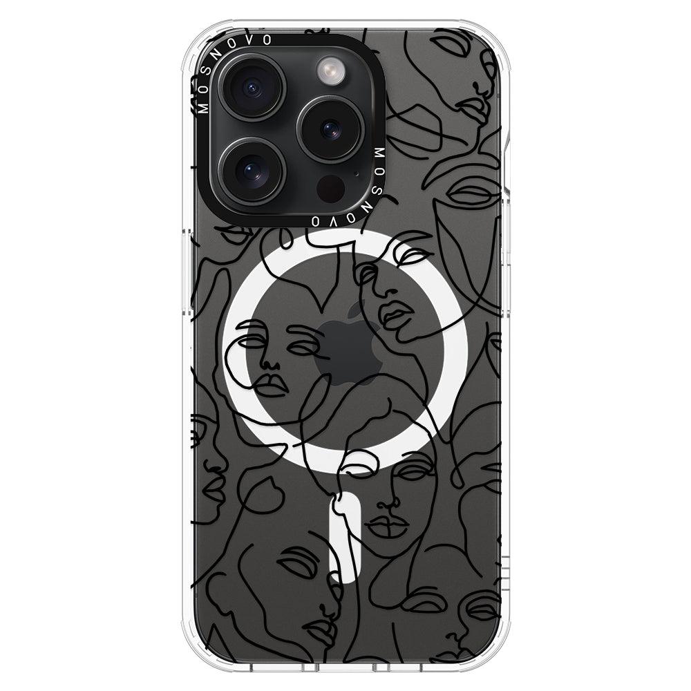 Abstract Face Line Art Phone Case - iPhone 15 Pro Case - MOSNOVO