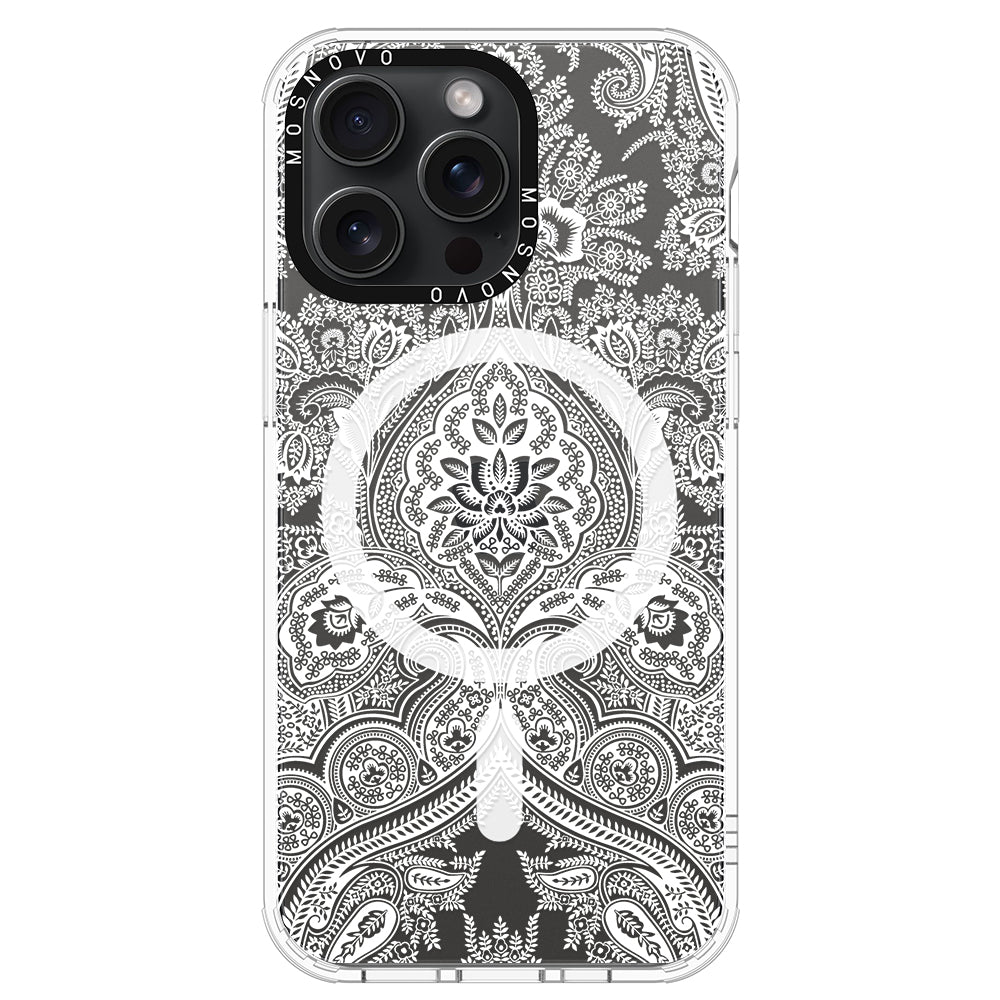 White Damask Phone Case - iPhone 15 Pro Max Case - MOSNOVO