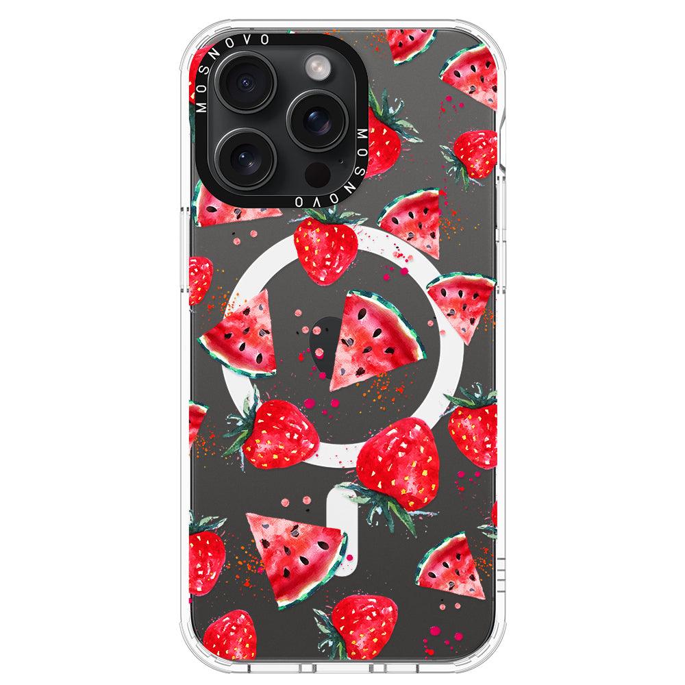 Watermelon and Strawberry Phone Case - iPhone 15 Pro Max Case - MOSNOVO