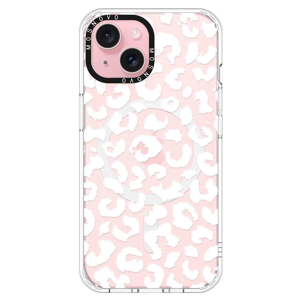 White Leopard Phone Case - iPhone 15 Case - MOSNOVO