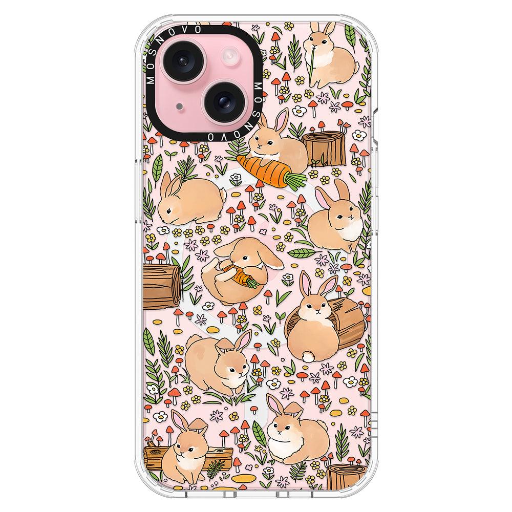 Bunny Garden Phone Case - iPhone 15 Case Clear With Magsafe