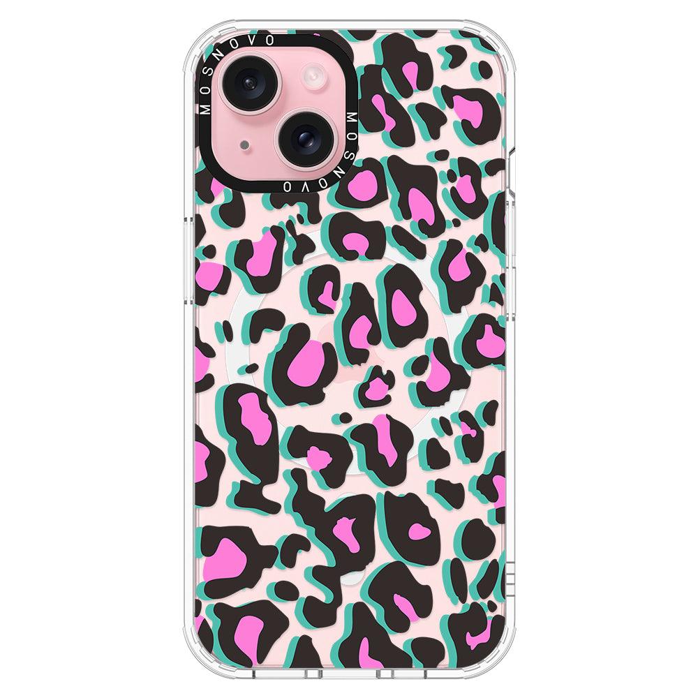 Hot Pink Leopard Print Phone Case - iPhone 15 Case - MOSNOVO