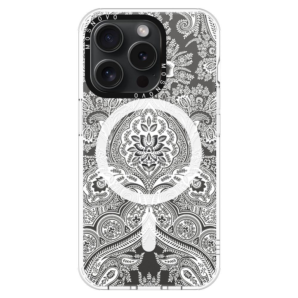 White Damask Phone Case - iPhone 15 Pro Case - MOSNOVO