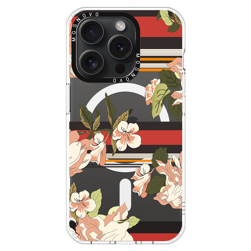 Classic Stripe Floral Phone Case - iPhone 15 Pro Case - MOSNOVO