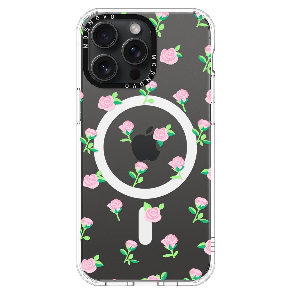 Pink Rose Floral Phone Case - iPhone 15 Pro Max Case - MOSNOVO