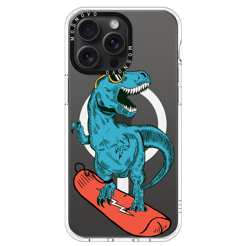 Surfing Dinosaur Phone Case - iPhone 15 Pro Max Case - MOSNOVO