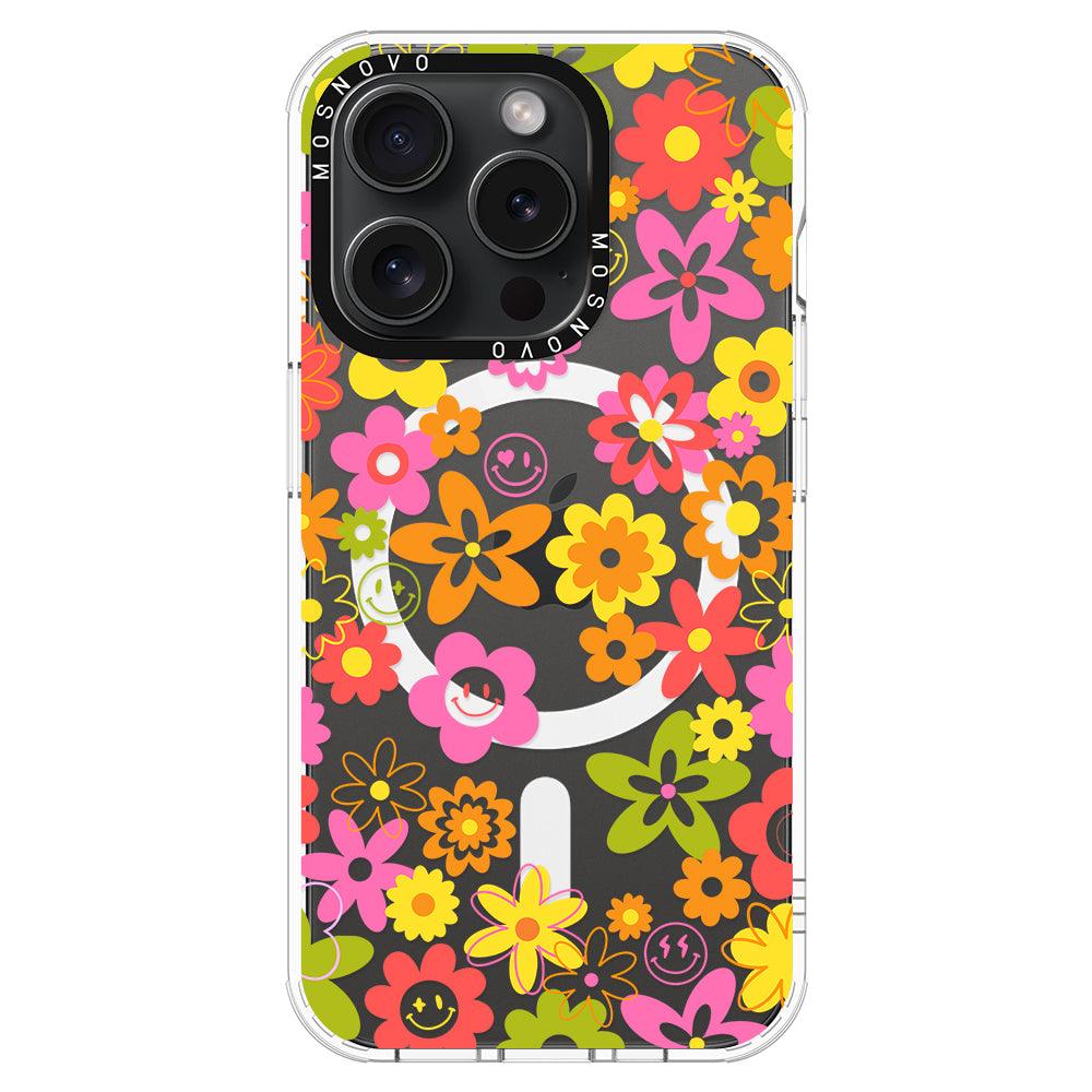 70's Groovy Floral Phone Case - iPhone 15 Pro Case - MOSNOVO