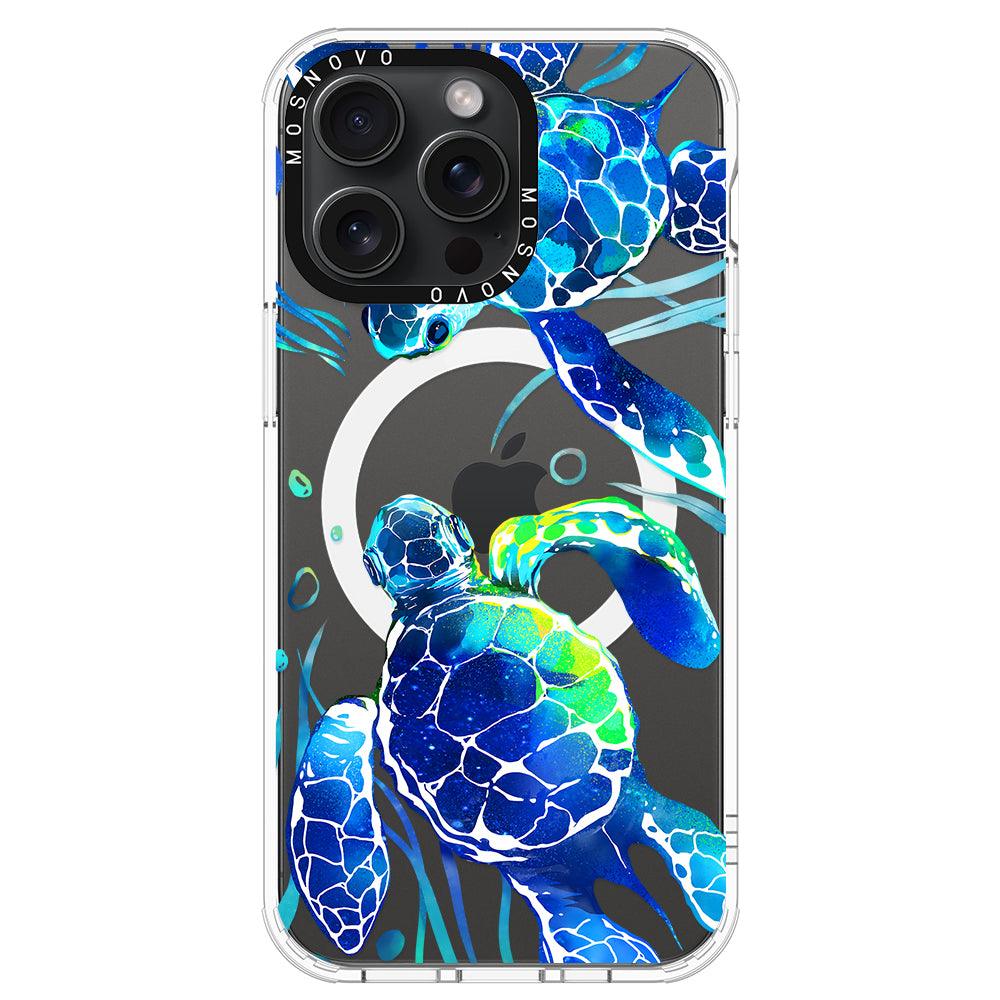 Blue Sea Turtle Phone Case - iPhone 15 Pro Max Case - MOSNOVO