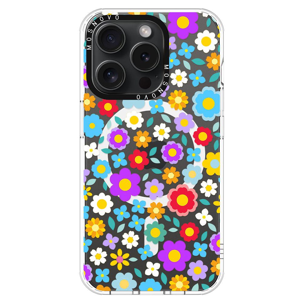 Retro Flower Phone Case - iPhone 15 Pro Case - MOSNOVO