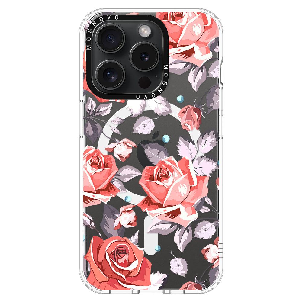 Retro Flower Roses Phone Case - iPhone 15 Pro Case - MOSNOVO