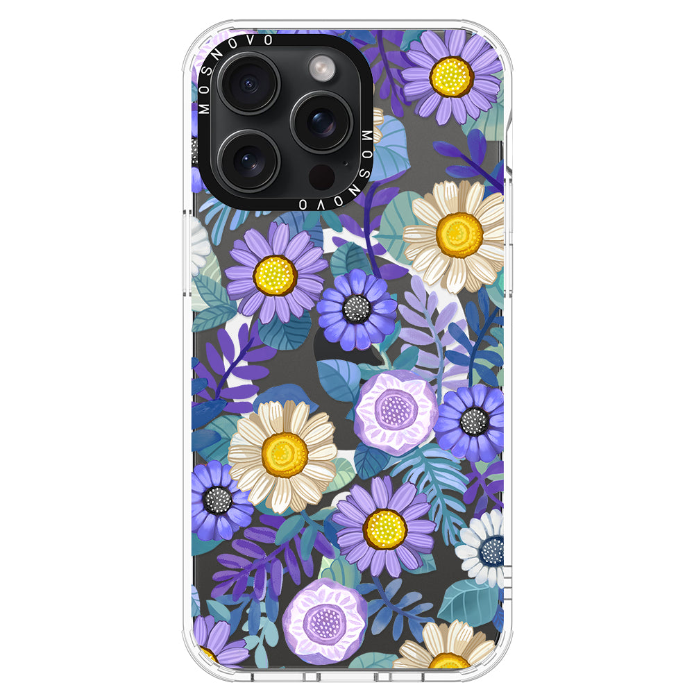 Purple Floral Phone Case - iPhone 15 Pro Max Case - MOSNOVO