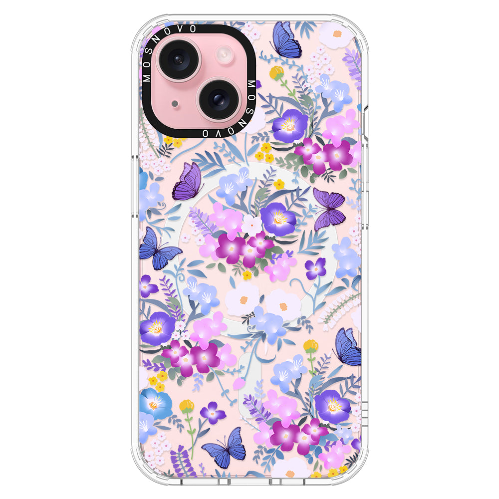 Purple Peri Nemophila Flower Phone Case - iPhone 15 Plus Case - MOSNOVO