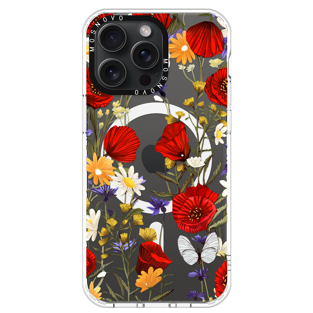 Poppy Floral Phone Case - iPhone 15 Pro Max Case - MOSNOVO