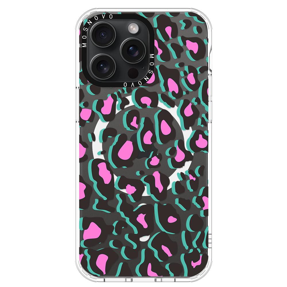 Hot Pink Leopard Print Phone Case - iPhone 15 Pro Max Case - MOSNOVO