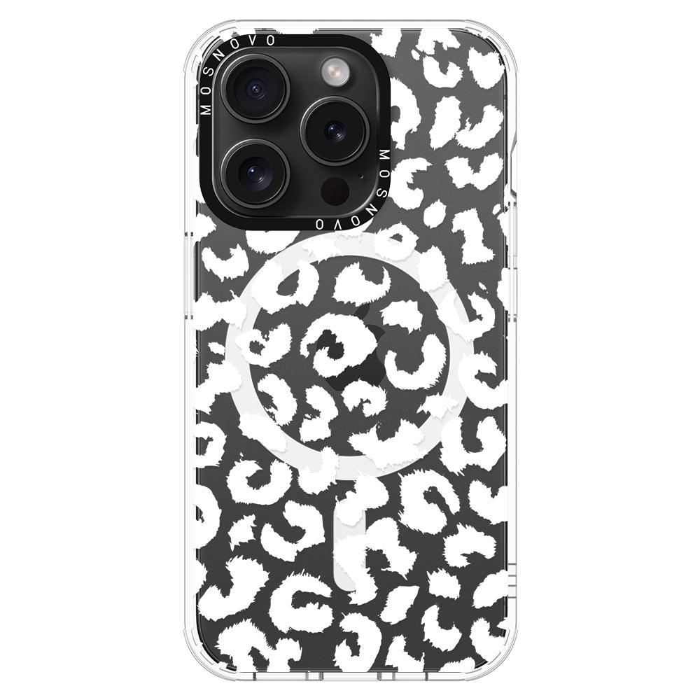 White Leopard Phone Case - iPhone 15 Pro Case - MOSNOVO