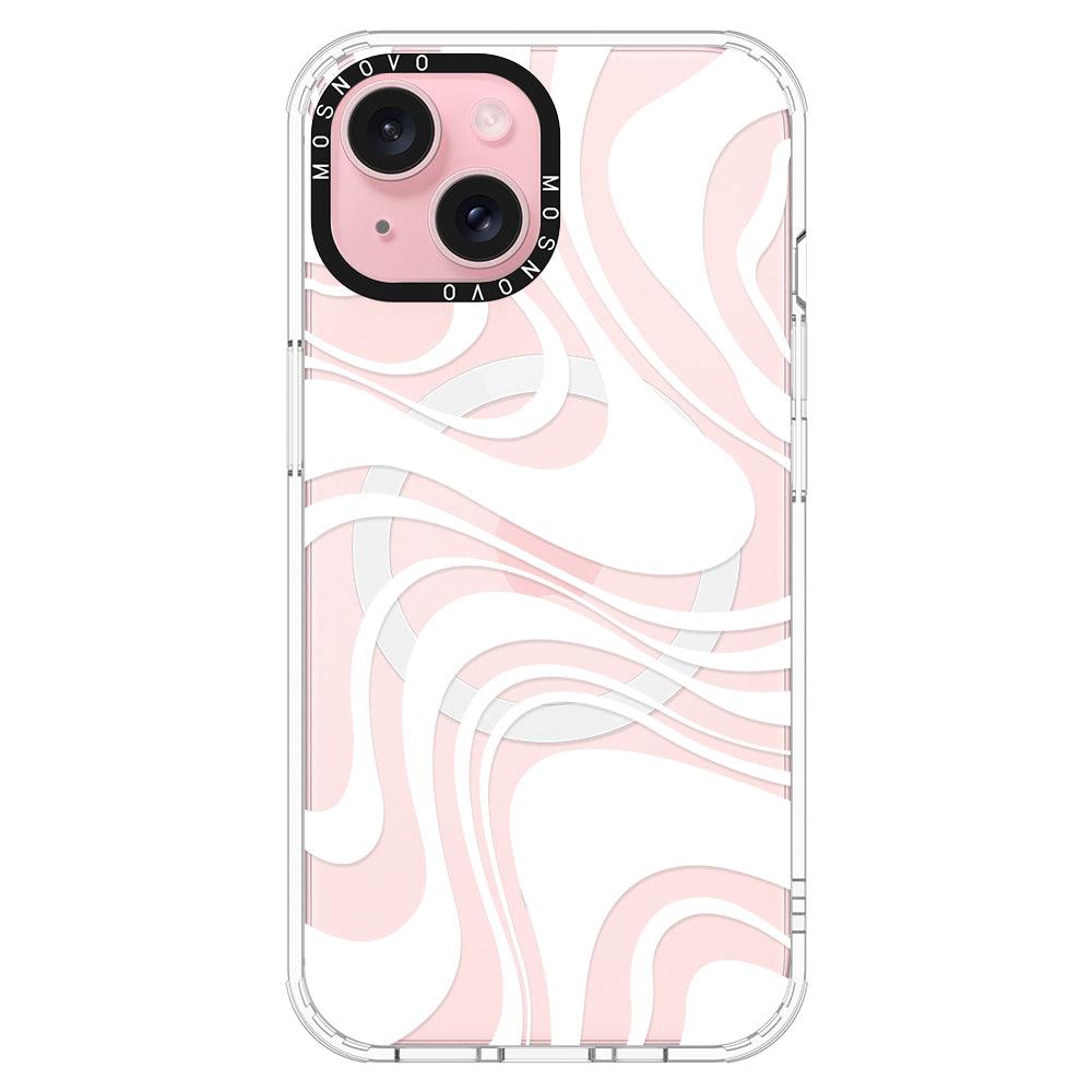 White Swirl Phone Case - iPhone 15 Plus Case - MOSNOVO