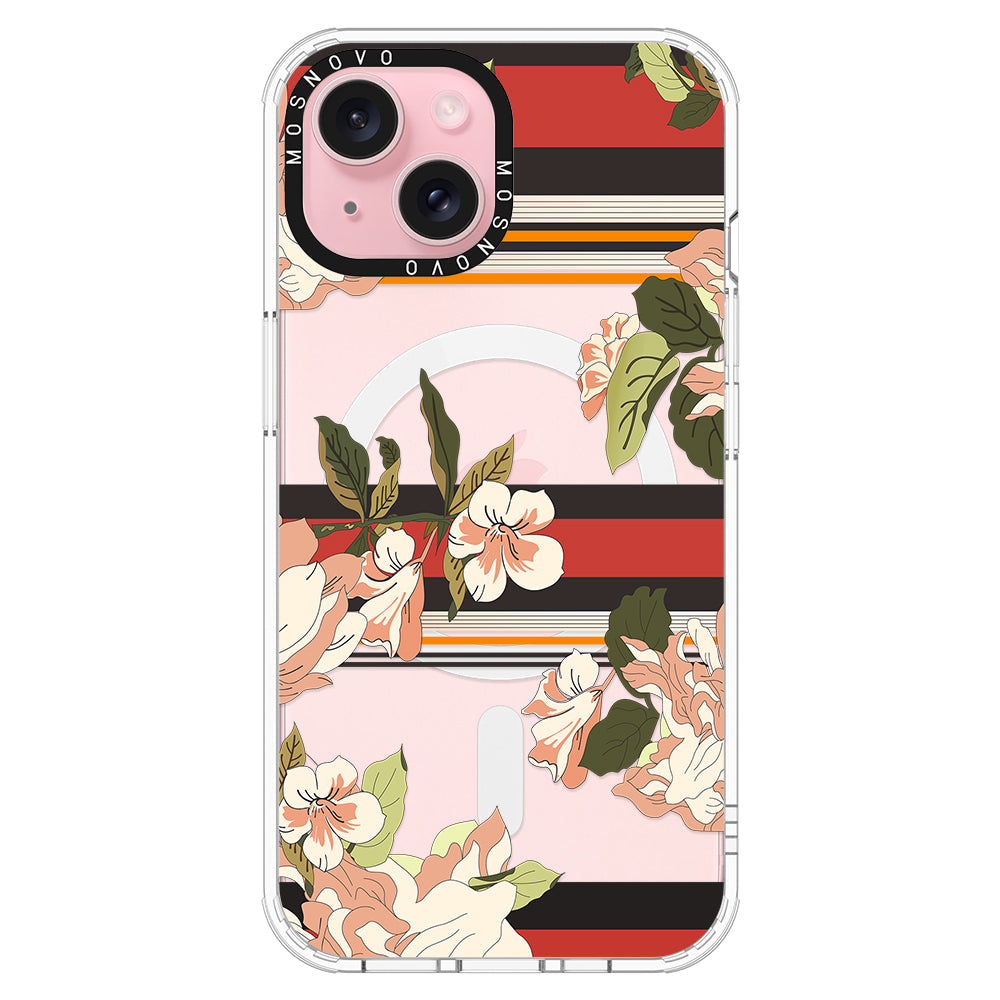 Classic Stripe Floral Phone Case - iPhone 15 Case - MOSNOVO