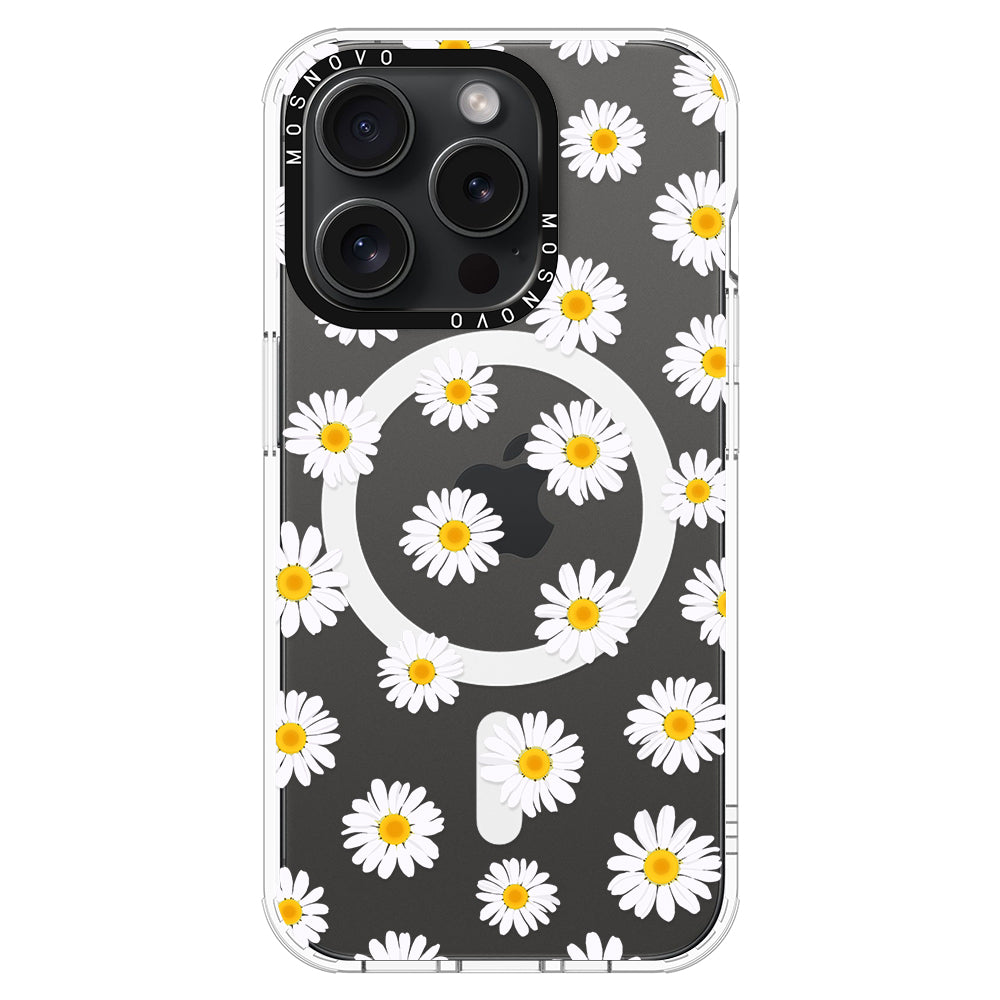 White Daisy Phone Case - iPhone 15 Pro Case - MOSNOVO