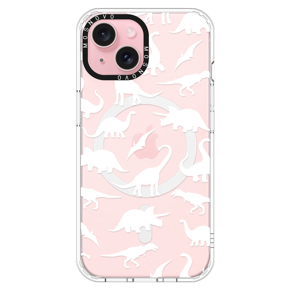 White Dinosaur Phone Case - iPhone 15 Plus Case - MOSNOVO