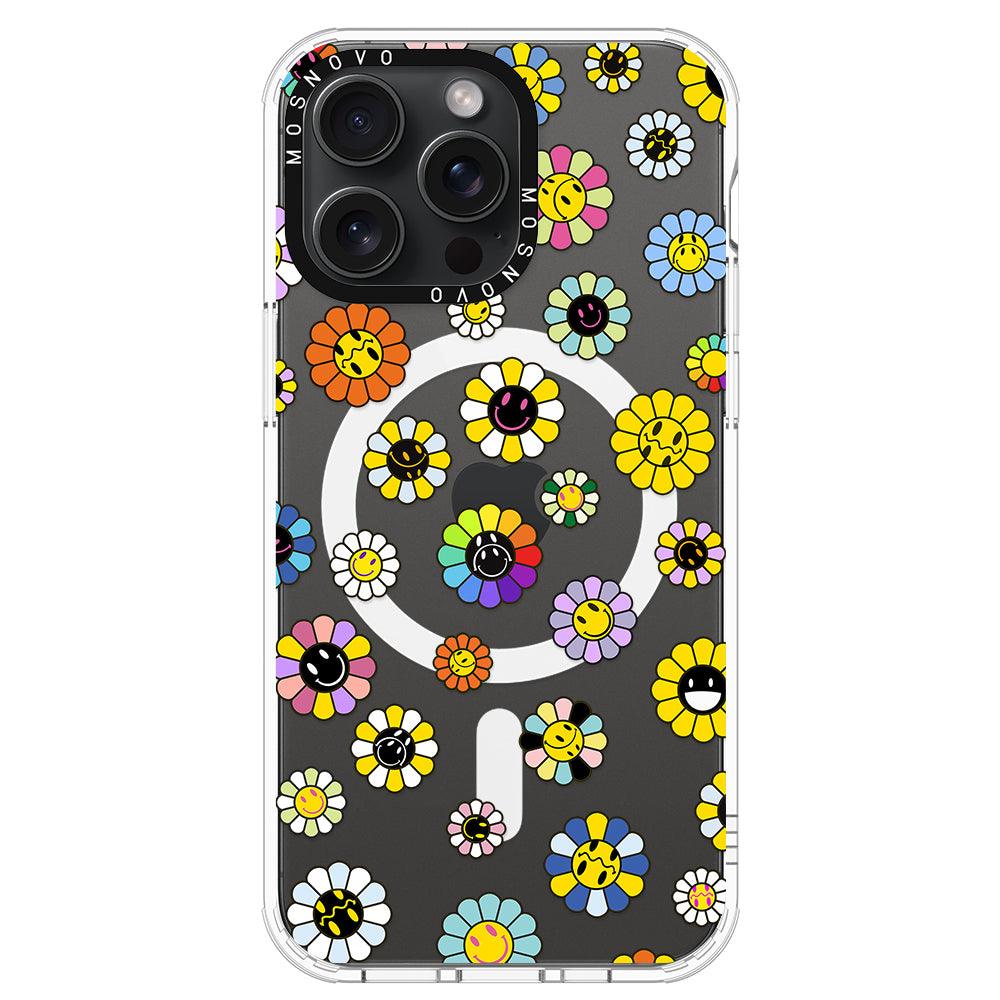 Flower Smiley Face Phone Case - iPhone 15 Pro Max Case - MOSNOVO