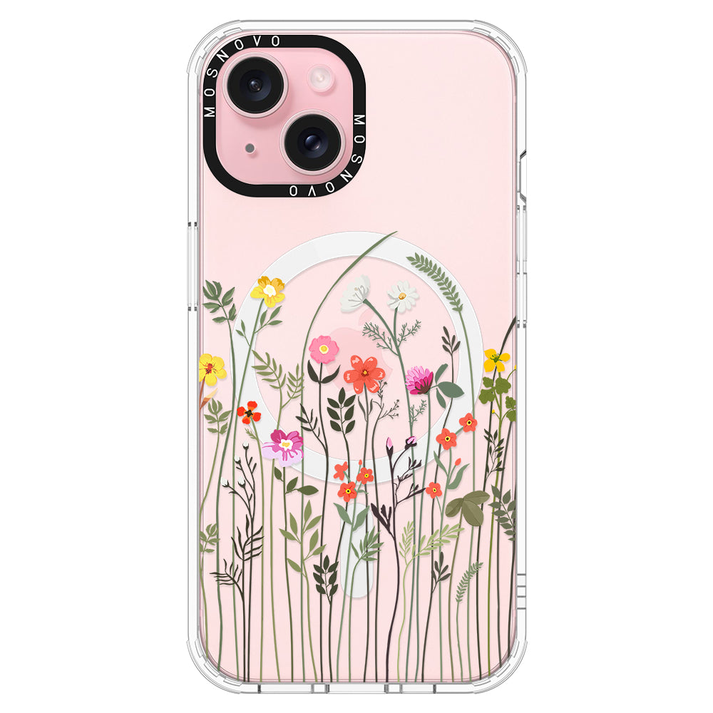 Spring Wildflower Phone Case - iPhone 15 Case Clear With Magsafe