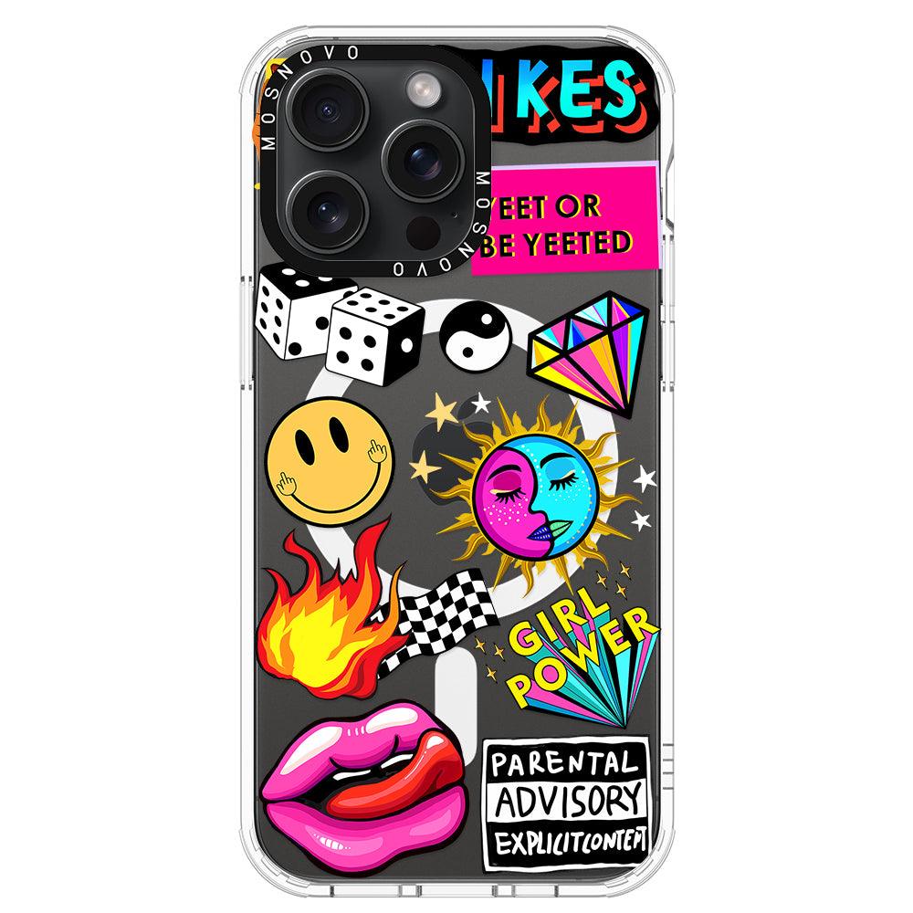 Funky Stickers Phone Case - iPhone 15 Pro Max Case - MOSNOVO