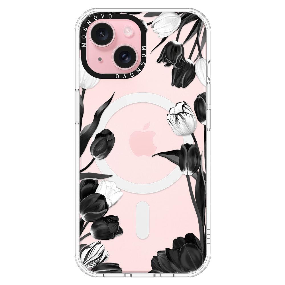 Black Tulips Phone Case - iPhone 15 Case - MOSNOVO