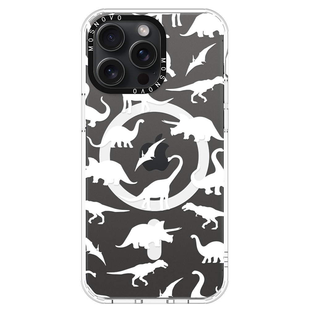 White Dinosaur Phone Case - iPhone 15 Pro Max Case - MOSNOVO