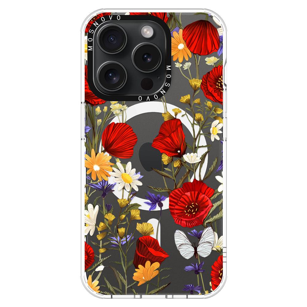 Poppy Floral Phone Case - iPhone 15 Pro Case - MOSNOVO