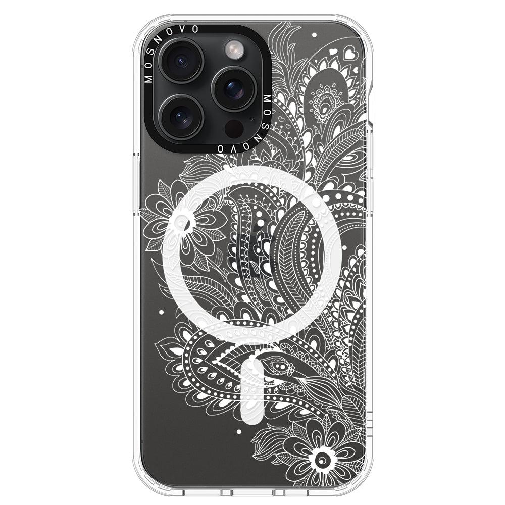 Aesthetic Flower Henna Phone Case - iPhone 15 Pro Max Case - MOSNOVO