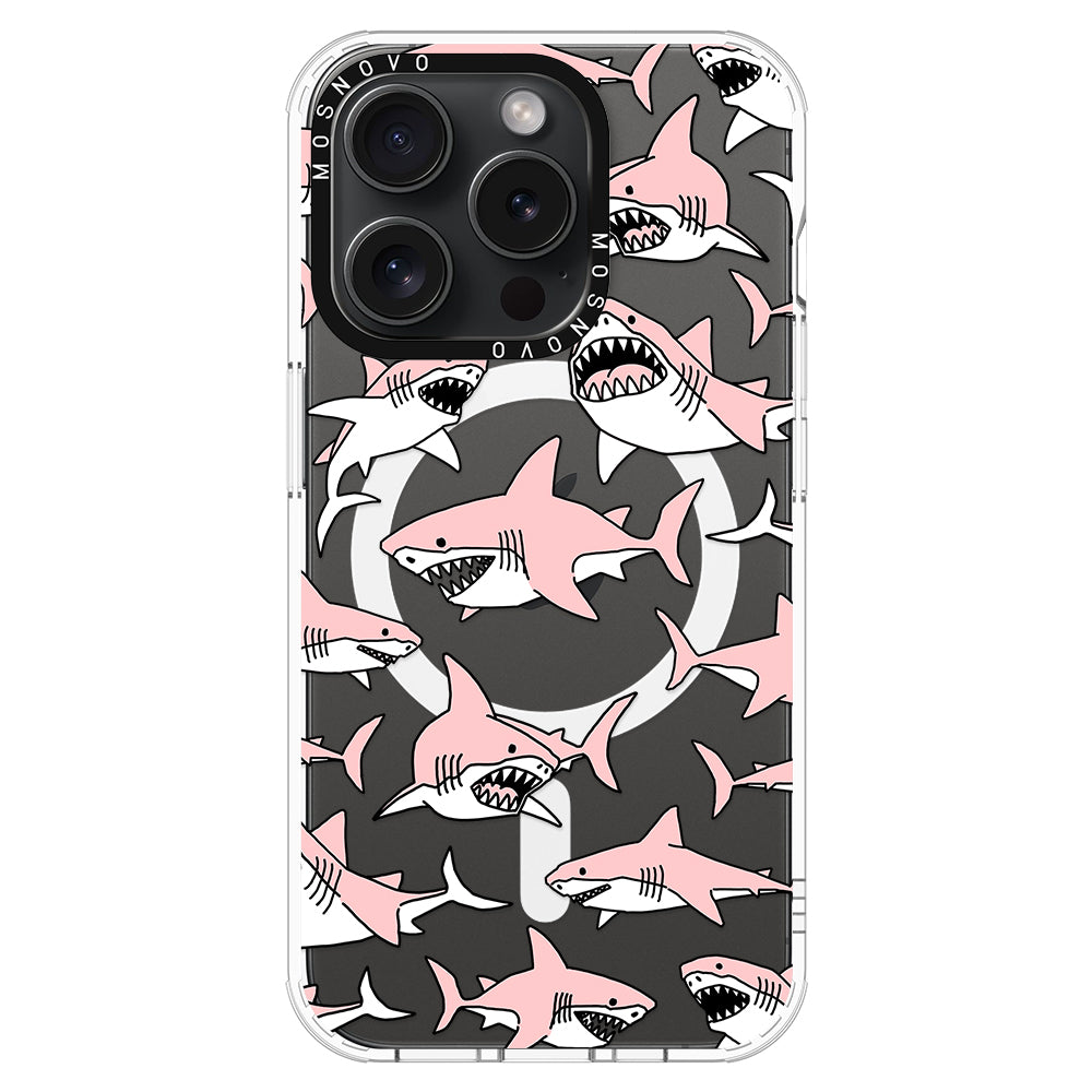 Pink Shark Phone Case - iPhone 15 Pro Case - MOSNOVO