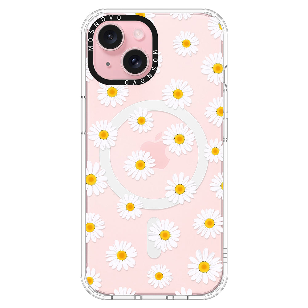 White Daisy Phone Case - iPhone 15 Case - MOSNOVO