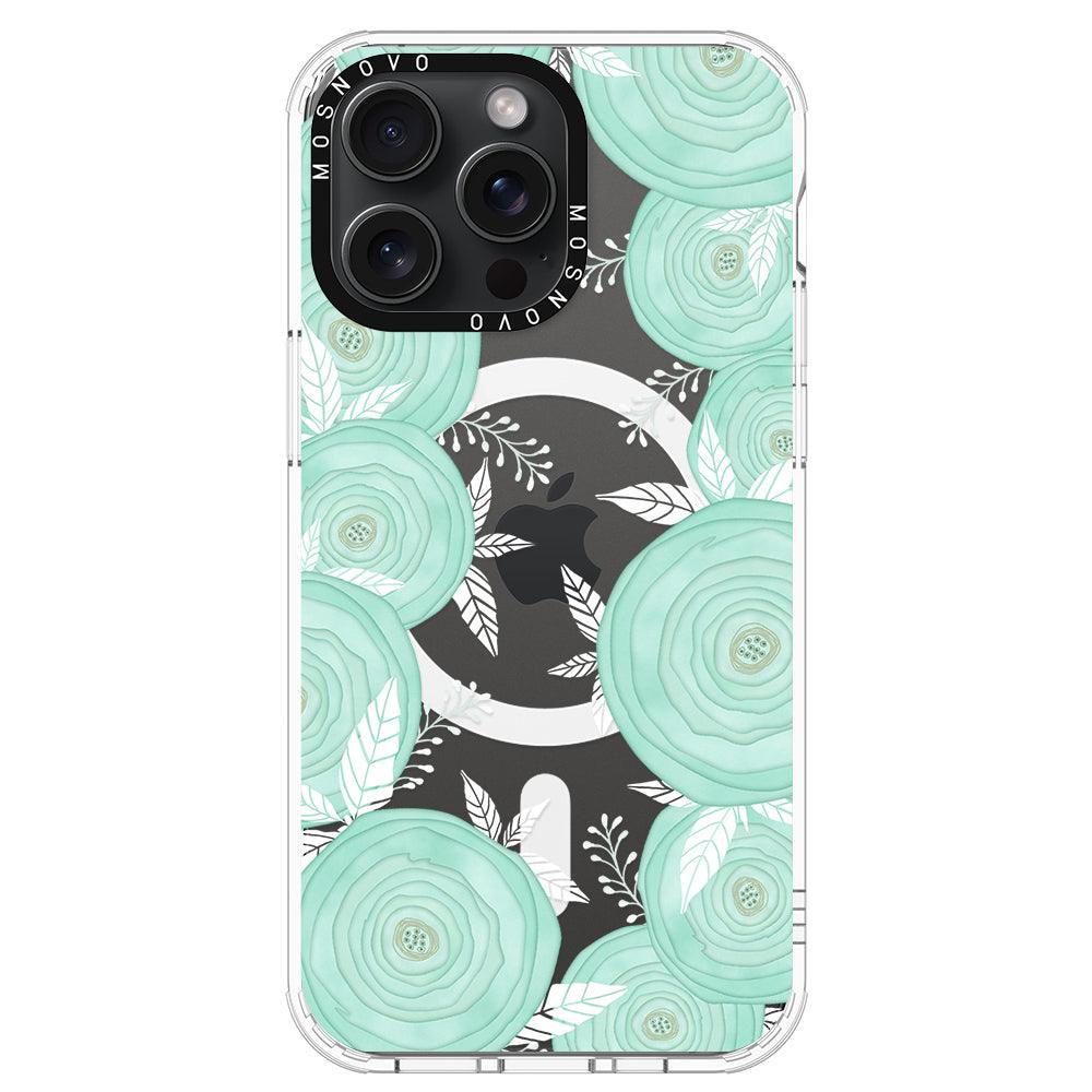 Mint Flower Phone Case - iPhone 15 Pro Max Case - MOSNOVO