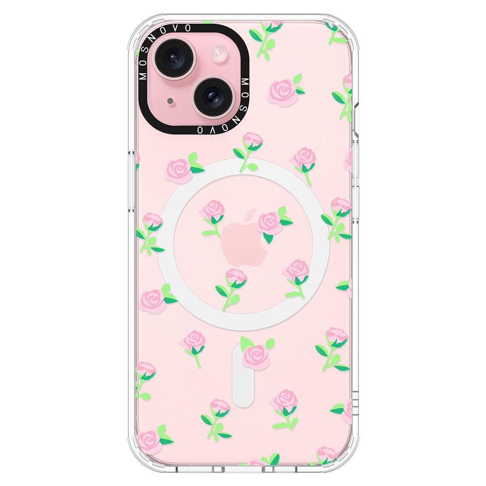 Pink Rose Floral Phone Case - iPhone 15 Case - MOSNOVO