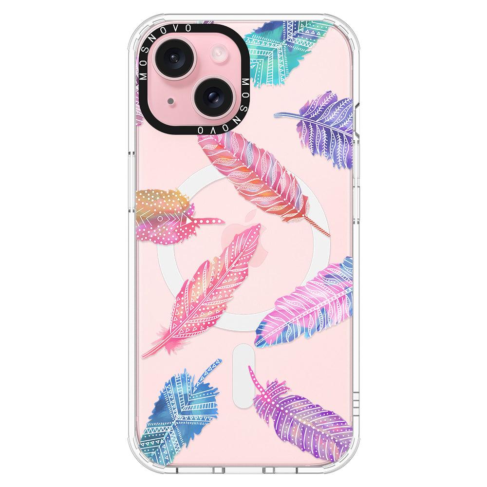 Boho Feather Phone Case - iPhone 15 Case Clear With Magsafe