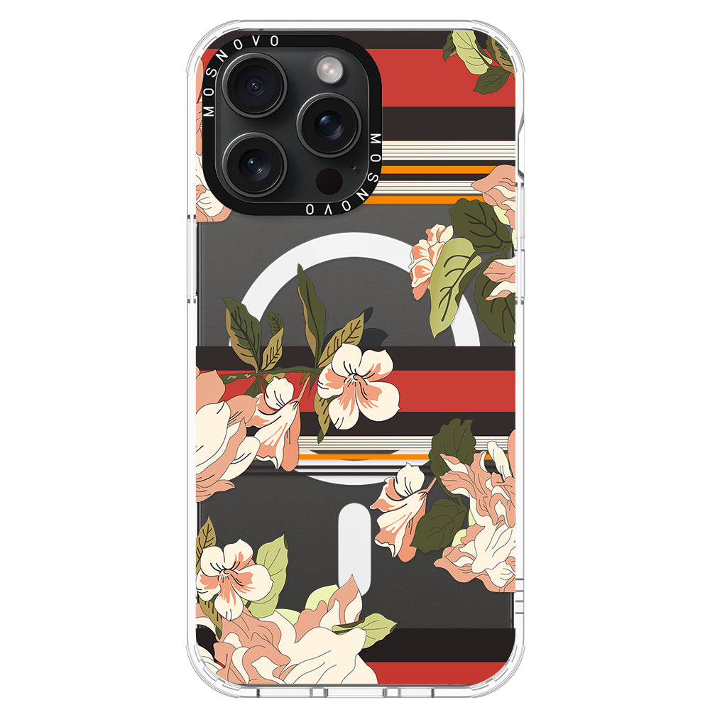 Classic Stripe Floral Phone Case - iPhone 15 Pro Max Case - MOSNOVO